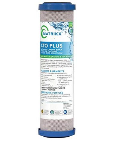 Matrikx 10" CTO PLUS Carbon Block VOC Filter now with Chloramine and PFAS Reduction, 2.5" x 10", 01-250-10-MATRIKX, Replaces 01-250-125-975