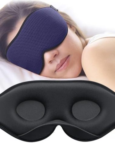 MABAO Sleep Mask for Side Sleeper, Eye Mask for Sleeping Women Men, 3D Contoured Cup No Eye Pressure 100% Light Blocking Sleeping Mask with Adjustable Strap Night Blindfold Flight, Travel, Nap, Blue