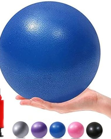 MOMPLUS Exercise Pilates Mini Yoga Balls Barre Small for Home Stability Squishy Training Physical Therapy Improves Balance with Pump(Blue,6 Inch)
