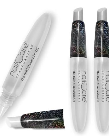 Refillable Holographic Cuticle Oil Pen for Nails - Empty Holo Squeeze Nail Oil Pen with Brush from Nail Care Headquarters by Bliss Kiss 3-Pack