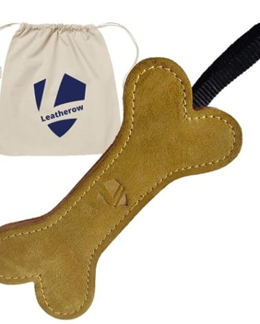 Thick Leather Dog Chew Toys for Small, Medium, Puppy & Moderate Chewer Dogs. 100% Genuine Leather, Pet Loves Natural Smell & Flavour, Durable, Dental Care No Harmful Fillings (Bone)