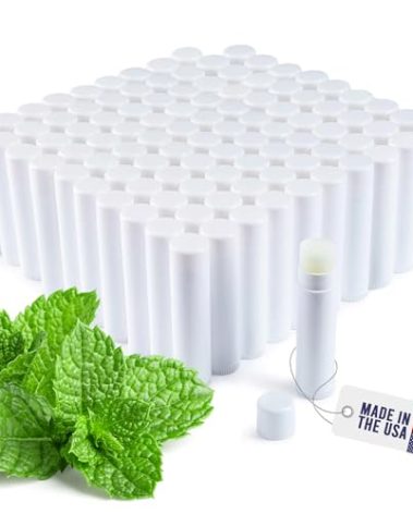 Lip Balm Bulk Unlabeled - Made in USA Bulk Chapstick - Natural Ingredients Vitamin E Shea Butter - Custom Chapstick Bulk For Party & Wedding Favors (100 Count, Peppermint)