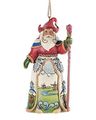 Jim Shore Heartwood Creek Dutch Santa Stone Resin Hanging Ornament, 4.5” for Christmas