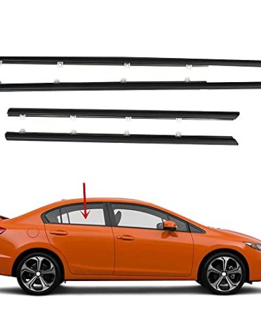 72410-TR0-A01 4Pcs Weatherstrip Window Seal Car Window Moulding Trim Compatible with 2012-2015 Honda Civic, Replaces# 72450-TR0-A01, 72910-TR0-A01, 72950-TR0-A01