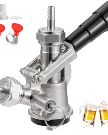Imaictuu Sankey Keg Coupler S Type Kegerator Tap Dispenser 304 Stainless Steel Beer Keg Tap Kit for 5/16" Beer Gas Line with Check Valve Hose Clamp