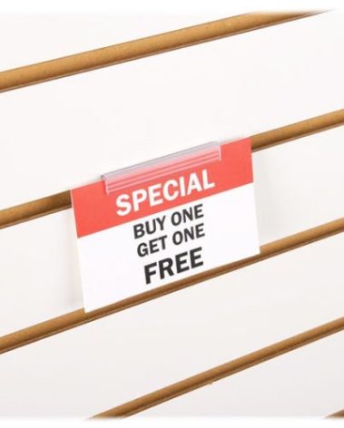 Slatwall Economy Sign Holder - Flush Signage & Card Grip for Slatwall Panels - 10 Pack