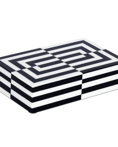Handicrafts Home Modern Puzzle Slide Decorative Storage Box - Black & White, 8x5x2 Inches