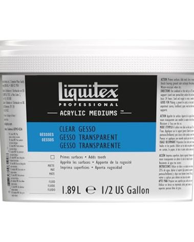 Liquitex Professional Gesso Surface Prep Medium, 1.89L (Half Gallon) Bucket, Clear Gesso