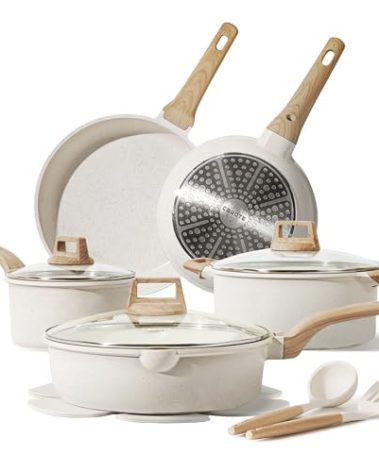 CAROTE 14 Pcs Pots and Pans Set Nonstick,Cookware Set Kitchen Cooking Set with Utensil and Pan Protectors