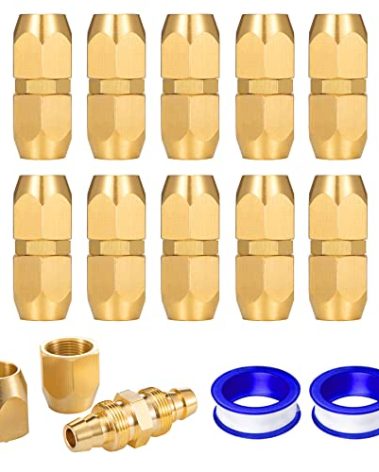 Breezliy 10PCS Soild Brass Air Reusable Hose Splicer For 1/4-Inch ID Hose,1/4" Air Hose Repair Fitting