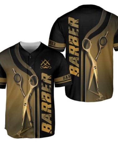 BOZENTIM Barber Shop Baseball Jersey, Hairdresser Barber Shirts Hairstylist Shirt Gift Barbershop for Him Men Women (US, Alpha, Small, Regular, Regular, Multicolor 1)