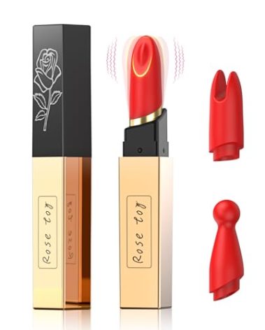 Lipstick Bullet Vibrator Adult Sex Toys, 10 Powerful Vibrations, Mini for Clitoral Stimulation, Rechargeable & Discreet Electric Massagers, Waterproof Portable Rose Toys Women Couples