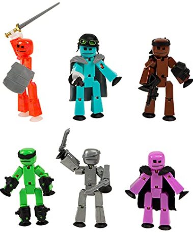 Zing Stikbot Off The Grid Pack - Set of 6 Poseable Action Figures with Weapons and Accessories, Includes Striker, Clint, Pixel, Raptus, Shift and Regalius, Stop Motion Animation, for Ages 4 and Up