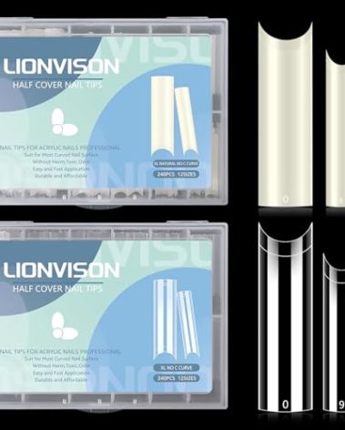 480PCS Extra Long NO C Curve Nail Tips XL, 2 Packs Natural and Clear Nail Tips for Acrylic Nails Professional Set, 12 Sizes Straight Tapered Square Press on False Nail Tips for Nail Art Salon Home DIY