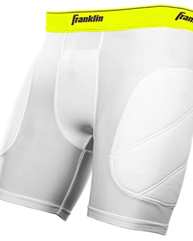 Franklin Sports unisex adult Franklin Sports Youth Baseball Sliding Shorts Youth Baseball Softball Padded Sliding Shorts with, White/Optic, Medium US