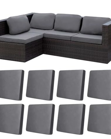 BIETYONE 8Pcs Stretch Patio Cushion Covers,Outdoor Couch Covers Replacement,Outdoor Couch & Sofa Slipcovers,for Patio Furniture Cushion Covers,Washable Reusable urniture Protector (Gray, Cover Only)