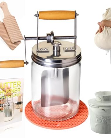 Dazey Butter Churn - Hand Crank Butter Churner- Manual Butter Maker- Beech Wood BUTTER PADDLES INCLUDED. Create Delicious Homemade Butter With Your Own Hand Crank Dazey Butter Churner (Turn N Churn)