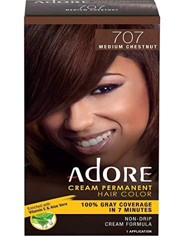 Adore Cream Permanent Hair Color 707 Medium Chestnut enriched with Vitamin E & Aloe Vera 1 application