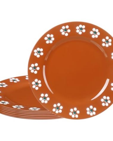Havawish 6 Pcs Mexican Party Plates Platos De Barro Mexicanos Party Decorations 10" Round Terracotta Plastic Plates Grande Clay Mexican Gifts for Cinco De Mayo Wedding Party Supplies