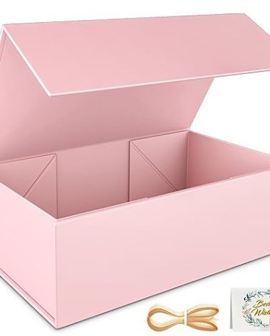 RYDDOY Pink Gift Box, 12x6x4'' Gift box for Presents with Lids Magnetic Closure Rectangle Collapsible for Bridesmaid Proposal Box, Wedding, Christmas, Halloween, Birthday Gift Packging