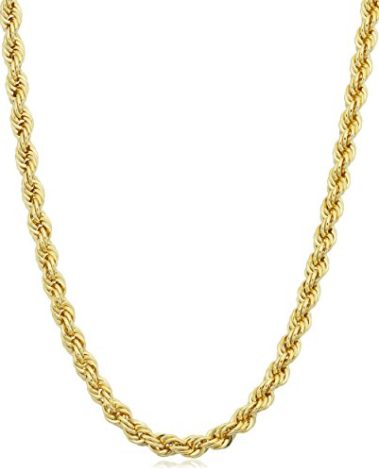 Kooljewelry Mens Chain Rope - 14k Gold Filled Rope Chain Necklace, Gold Rope Chain for Men