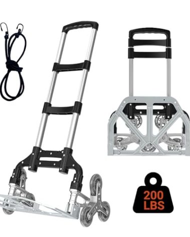 200LB Stair Climbing Cart, Folding Hand Truck Dolly, Grocery Shopping Cart with Mute Wheels, Aluminum Hand Truck for Luggage, Travel, Shopping