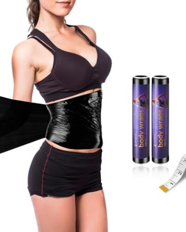 Hayunfiys 60 Meters Black Osmotic Plastic Body Wrap,Workout & Sweat Enhancer Stomach Film Body Applicator Power Wrap,DIY Sauna Wrap(2 Rolls)