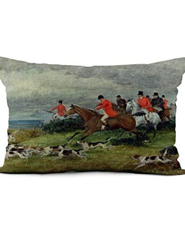 Topyee Throw Pillow Cover 12x20 Inch Randolph Fox Hunting in Surrey 19Th Caldecott Hunt Hunter Home Decor Pillowcase Lumbar Pillow Case Cushion Cover for Sofa Couch Bed