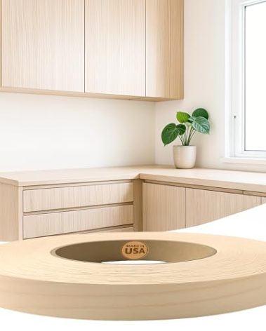 Edge Supply Birch 1/2 in x 50 ft Roll – Pre-Glued Iron On Wood Veneer Tape – Wood Veneer Edge Banding Tape with Hot Melt Adhesive, Smooth Sanded Finish Ideal for Furniture & DIY, Made in USA