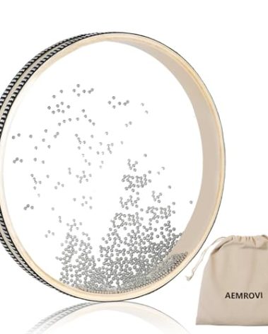 Ocean Drum Sea Drum- With Hardwood Shell and Wave Beads- Sound Healing Instrument for Meditation, Relaxation, Yoga, Stress Relief- Includes Storage Bag (10inch)