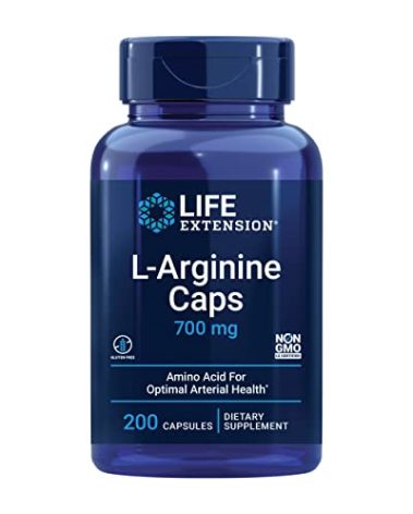 Life Extension L-Arginine Caps, 700 mg, Vitamin C & Amino Acid for Optimal arterial Health, Supports Heart & Immune Health, Healthy Tissue & Bones, Gluten Free, Non-GMO, 200 Capsules