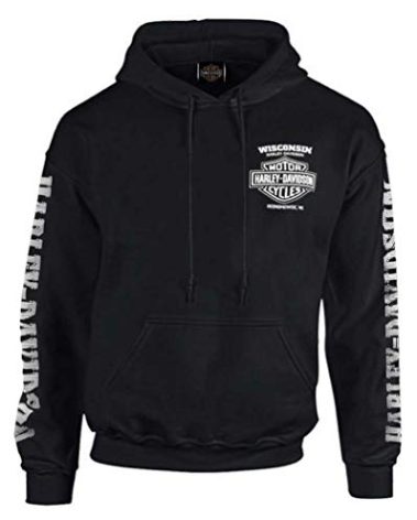 Harley-Davidson Men's Lightning Crest Pullover Hooded Sweatshirt, Black (XL)