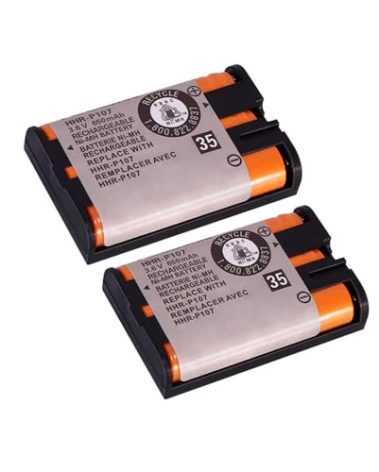 TrianglePatt 2 Pack HHR-P107 NI-MH Rechargeable Battery for Panasonic 3.6V 650mAh Battery for Cordless Phones…