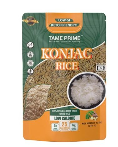Tame prime dried Shirataki rice, Konjac rice 12 oz, Keto Friendly,Low GI,80% less calories than white rice.