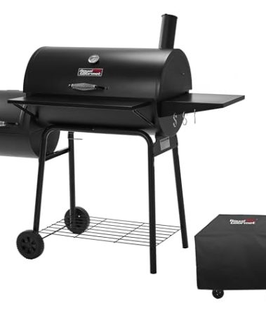 Royal Gourmet CC1830SC Charcoal Grill Offset Smoker with Cover, 811 Square Inches, Black, Outdoor Camping