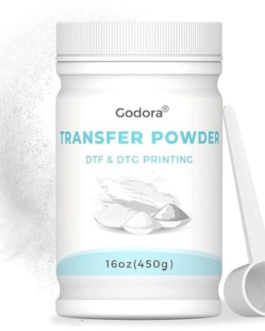 Godora DTF Powder White Digital Transfer Hot Melt Adhesive for Black or Dark Colored Garments, PreTreat Transfer for All DTF and DTG Printers, 450g - 16oz