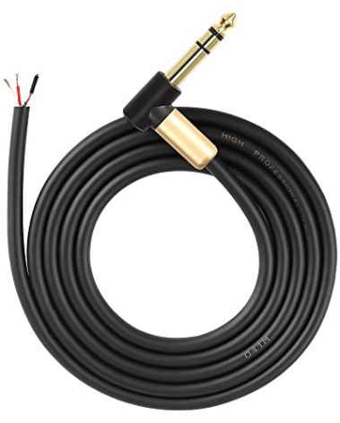 XMSJSIY 6.35mm TRS Pigtail Cable 1/4 inch Stereo Male Plug to Bare Wire Adapter Connector Open End Audio Cable Right Angle 3- Pole Speaker Amplifier Microphone Cable Replacement (2M/6.5FT)