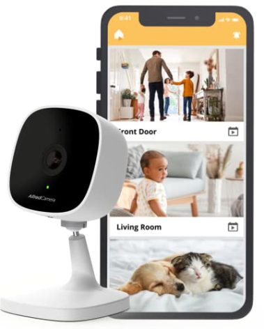 AlfredCam Indoor WiFi Security Camera, FullHD 1080P, 2.4G/WiFi, Continuous Recording, Motion Detection, Night Vision, Baby Monitor/Pet/Nanny Cam, App Powered (90M+ downloads)