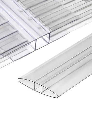 Polycarbonate Greenhouse Panels Connectors - 0.4" Thick, Fit 10mm or 8mm Twin-Wall Polycarbonate Panels, Join 2 Pieces of Panels Together, 4-Foot Length, 10 Pieces (H Connectors 10mm-4ft)