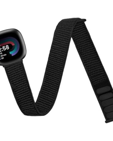 Chinber Nylon Sport Ankle/Arm Band Compatible with Fitbit Versa 4/3/Sense 2 Bands, Elastic Nylon Braided Arm Strap Replacement Wristband for Women Men