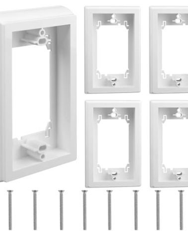 5 Pack Non Metallic Box Extender 5.07x3.26 inch Shallow Surface Box Extender, White Electrical Box Extender