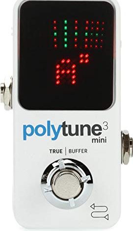 TC Electronic POLYTUNE 3 MINI Tiny Polyphonic Tuner with Multiple Tuning Modes and Built-In BONAFIDE BUFFER, White