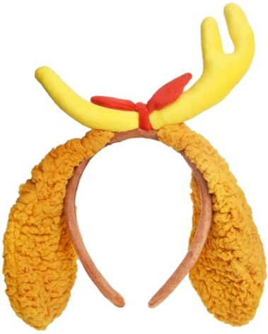 Antler Dog Headband with Dog Ears Deer Horn Dog Headpiece Reindeer Costume for Halloween Christmax