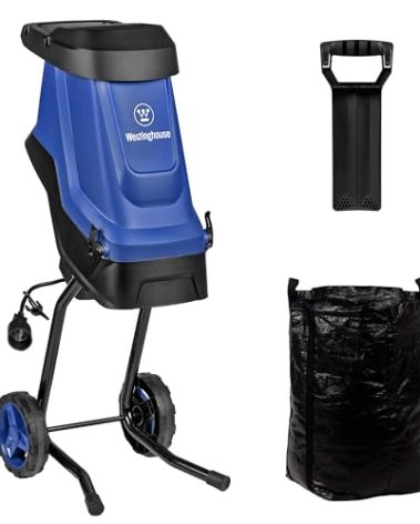 Westinghouse 1.7-Inch 15 Amp Corded Electric Mulcher Chipper Shredder with 12 Gallon Collection Bag for Easy Cleanup Ideal for Branches and Twigs