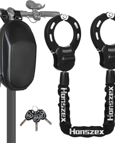 Honszex Scooter Lock, Electric Scooter Locks Anti Theft & Waterproof Scooter Bag, Bike Lock with Key, Heavy Duty Handcuff Chain Lock for E Scooter, Electric Bike, Bicycle, Motorbikes