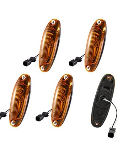EVERESTHD 5PCS LED Front Cab Roof Marker Light Top Running Lamps Assembly Fit for Freightliner Cascadia 2008-2013 Wire and Male Plug Amber Lens Semi-Truck A6610711000 GNI1214003