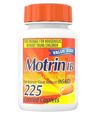 Motrin IB Ibuprofen 200mg Tablets, Ibuprofen Pain & Fever Reliever for Headache, Backache, Muscular Aches, Menstrual Pain & Minor Arthritis Pain, Over-The-Counter NSAID Medicine, 225 ct