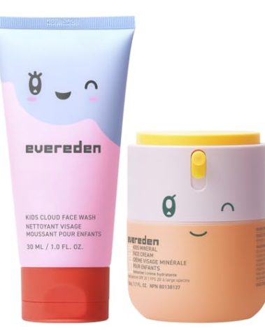 Kids Happy Morning DUO: Clean & Vegan Skin Care for Kids Bundle | Skin Care Cloud Face Wash + SPF 20 Mineral Face Cream | Non-Toxic | Non-Comedogenic | Fun | Easy-to-Use Skincare