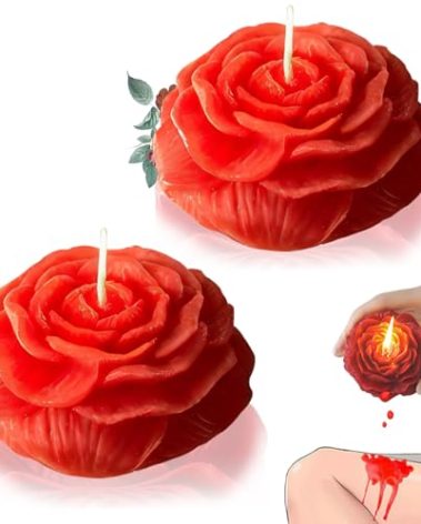 2 Pcs Low Temperature Candles Glow in The Dark White Peony Flower Shaped White Heart Rose Scented Luminous Adult Low Heat Body Safe Drip Wax Play for Couples Date Night Aromatherapy Scented Candles