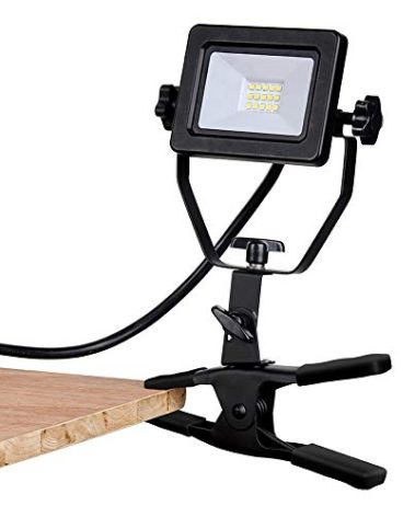 ZONE INDUSTRY CORP. 1200 Lumens Portable LED Clamp Work Light with 5ft 120V AC/60Hz Power Plug, Lightweight Design, Suitable for wet location, 10 Watts, 5000K Daylight, ETL Certified